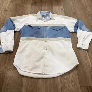 Vintage Roper Western Cowboy Denim Stripe Button Shirt 90s